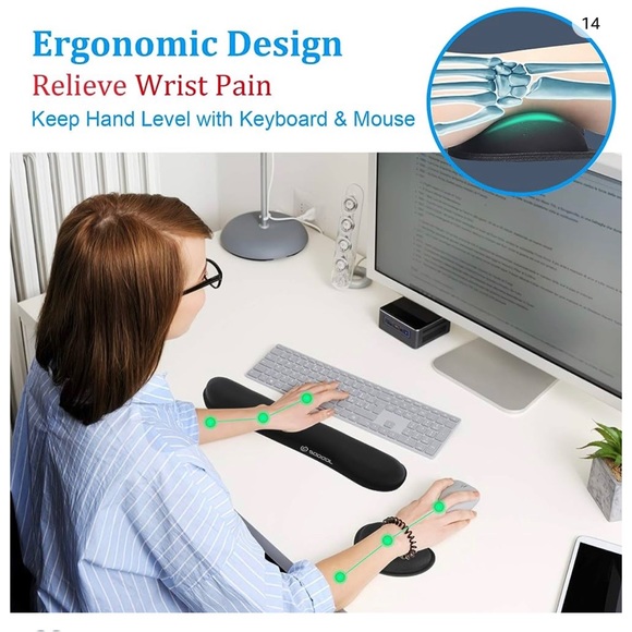 Keyboard Wrist Rest, Wrist Rest for Computer and Mouse with Ergonomic Wrist Rest - Picture 2 of 6